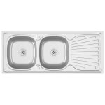 Vidaxl vier de cuisine  double vier argent 1200x600x155 mm inox
