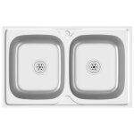 Vidaxl vier de cuisine  double lavabo argent 800x500x155 mm inox