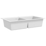 Vidaxl �vier de cuisine encastrable � 2 bacs en granite blanc