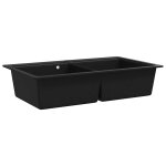 Vidaxl �vier de cuisine encastrable � 2 bacs en granite noir