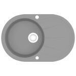 Vidaxl vier de cuisine en granit bac unique ovale gris