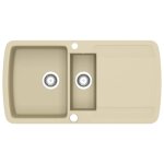 Vidaxl �vier de cuisine granit double lavabo beige