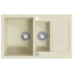 Vidaxl Évier de cuisine granit double lavabo beige Vidaxl Évier de cuisine granit double lavabo beige