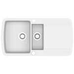 Vidaxl �vier de cuisine granit double lavabo blanc