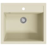 Vidaxl vier de cuisine granit seul lavabo beige