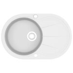 Vidaxl vier de cuisine granit seul lavabo ovale blanc