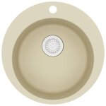 Vidaxl vier de cuisine granit seul lavabo rond beige