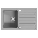 Vidaxl vier de cuisine en granite avec gouttoir rversible gris