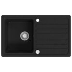 Vidaxl vier de cuisine en granite avec gouttoir rversible noir