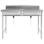 Vidaxl �vier de cuisine � lavabo double acier inoxydable