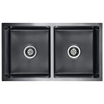 Vidaxl vier de cuisine fait  la main noir acier inoxydable