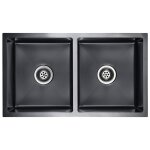 Vidaxl �vier de cuisine fait � la main noir acier inoxydable
