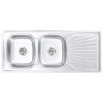 Vidaxl �vier double de cuisine avec cr�pine et pi�ge acier inoxydable