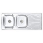 Vidaxl vier double de cuisine avec crpine et pige acier inoxydable