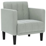 Vidaxl fauteuil avec accoudoirs gris clair 53 cm velours