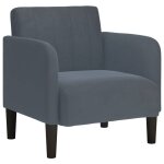 Vidaxl fauteuil avec accoudoirs gris fonc 54 cm velours