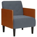 Vidaxl fauteuil avec accoudoirs gris fonc 55 cm velours