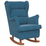 Vidaxl fauteuil � bascule � oreilles en velours bleu bois massif