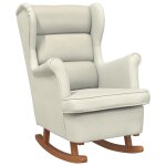 Vidaxl fauteuil  bascule  oreilles en velours crme bois massif