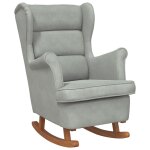 Vidaxl fauteuil  bascule  oreilles en velours gris clair bois massif