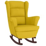 Vidaxl fauteuil  bascule  oreilles en velours jaune bois massif
