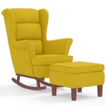 Vidaxl fauteuil  bascule  oreilles en velours jaune bois massif