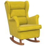 Vidaxl fauteuil � bascule � oreilles en velours jaune bois massif