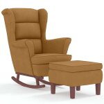 Vidaxl fauteuil � bascule � oreilles en velours marron bois massif