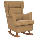 Vidaxl fauteuil  bascule  oreilles en velours marron bois massif