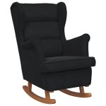 Vidaxl fauteuil  bascule  oreilles en velours noir bois massif