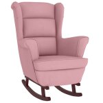Vidaxl fauteuil  bascule  oreilles en velours rose bois massif