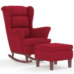 Vidaxl fauteuil � bascule � oreilles en velours rouge vin bois massif