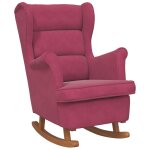 Vidaxl fauteuil � bascule � oreilles en velours rouge vin bois massif