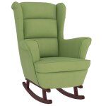 Vidaxl fauteuil  bascule  oreilles en velours vert clair bois massif