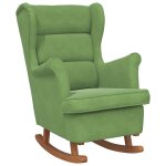 Vidaxl fauteuil � bascule � oreilles en velours vert clair bois massif