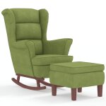 Vidaxl fauteuil � bascule � oreilles en velours vert clair bois massif
