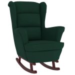 Vidaxl fauteuil  bascule  oreilles en velours vert fonc bois massif