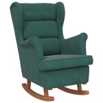 Vidaxl fauteuil � bascule � oreilles en velours vert fonc� bois massif