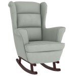Vidaxl fauteuil  bascule  oreilles en velours gris clair bois massif