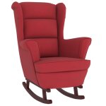 Vidaxl fauteuil  bascule pieds en bois d'hva rouge bordeaux velours