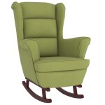 Vidaxl fauteuil  bascule et pieds en bois d'hva vert clair velours