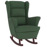 Vidaxl fauteuil  bascule et pieds en bois d'hva vert fonc velours