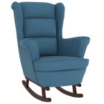 Vidaxl fauteuil  bascule et pieds en bois massif d'hva bleu velours