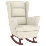 Vidaxl fauteuil  bascule pieds en bois massif d'hva crme velours