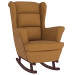 Vidaxl fauteuil  bascule pieds en bois massif d'hva marron velours