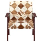 Vidaxl fauteuil blanc et marron cuir v�ritable de ch�vre
