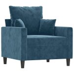 Vidaxl fauteuil bleu 60 cm velours