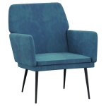 Vidaxl fauteuil bleu 62x79x79 cm velours