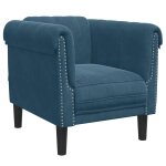 Vidaxl fauteuil bleu velours