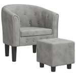 Vidaxl fauteuil avec repose - pied gris clair velours Vidaxl fauteuil avec repose - pied gris clair velours